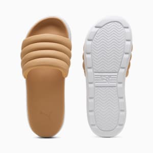 Karmen Puffy Women's Slides, Warm Beige-PUMA White, extralarge