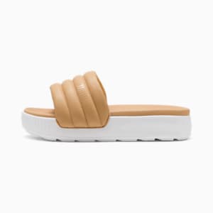 Karmen Puffy Women's Slides, Warm Beige-PUMA White, extralarge