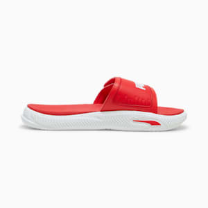 Red and white fuzzy nike slides shop