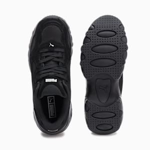 ウィメンズ パルサー ウェッジ スウェード スムース メッシュ スニーカー, PUMA Black-PUMA Black, extralarge-JPN