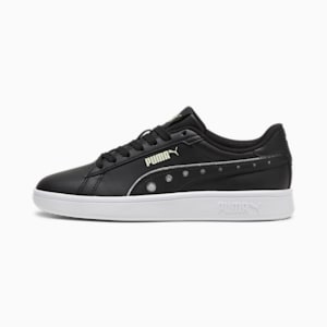 キッズ プーマ スマッシュ 3.0 ダンスパーティー スニーカー 22-25cm, PUMA Black-PUMA Silver-Green Illusion, extralarge-JPN