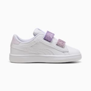 Smash 3.0 L Glitter V Toddlers' Sneakers, PUMA White-Lavender Alert-Lilac Frost, extralarge