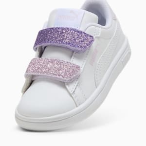 Smash 3.0 L Glitter V Toddlers' Sneakers, PUMA White-Lavender Alert-Lilac Frost, extralarge