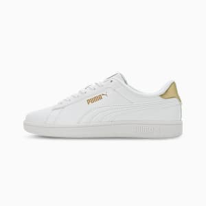 SMASH V1 Women's Sneakers, PUMA White-Metallic Gold, extralarge-IND