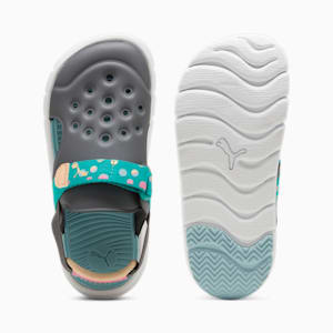 Evolve Summer Camp Little Kids' Sandals, Cool Dark Gray-Sparkling Green-Turquoise Surf, extralarge
