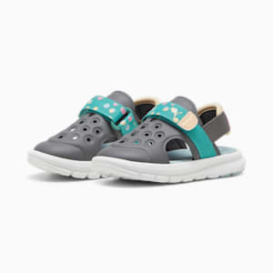 Evolve Sandals Summer Camp Toddlers' Sneakers, Cool Dark Gray-Sparkling Green-Turquoise Surf, extralarge