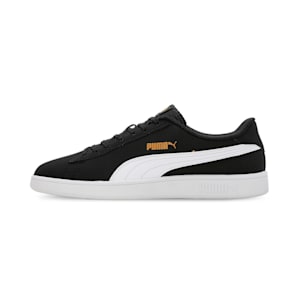 PUMA Smash V2 Buck Unisex Sneakers, Puma Black-Puma White-Puma Team Gold, extralarge-IND