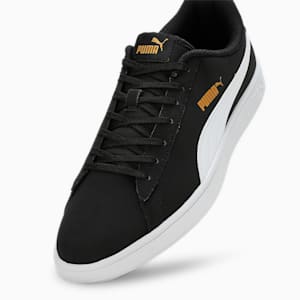 PUMA Smash V2 Buck Unisex Sneakers, Puma Black-Puma White-Puma Team Gold, extralarge-IND