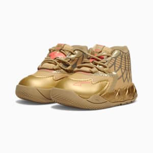 Tenis para infantes PUMA x LAMELO BALL MB.01 Golden Child, Metallic Gold-Fiery Coral, extralarge