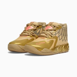 Tenis de básquetbol para niños PUMA x LAMELO BALL MB.01 Golden Child, Metallic Gold-Fiery Coral, extralarge