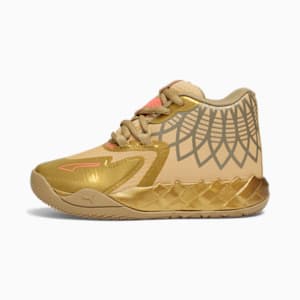 Tenis de basquetbol Infantiles MB.01 GOLDEN, Metallic Gold-Fiery Coral, extralarge