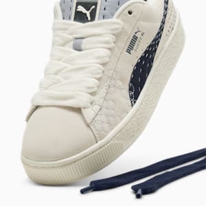 Suede XL Skate Sneakers, Warm White-Vapor Gray, extralarge