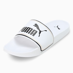Leadcat 2.0 V1 Unisex Slides, PUMA White-Metallic Gold-PUMA Black