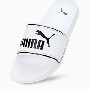 Leadcat 2.0 V1 Unisex Slides, PUMA White-Metallic Gold-PUMA Black