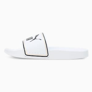 Leadcat 2.0 V1 Unisex Slides, PUMA White-Metallic Gold-PUMA Black