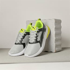 PUMA Nomic Men's Sneakers, Ash Gray-Lime Smash-PUMA Black, extralarge-IND