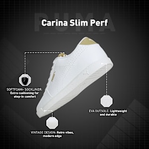 Carina Slim Perf Women's Sneakers, PUMA White-PUMA Gold, extralarge-IND