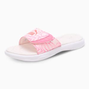 Royalcat Comfort Softride Women's Floral Slides, PUMA White-Frosty Pink-Strawberry Burst, extralarge-IND
