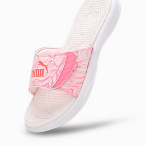 Royalcat Comfort Softride Women's Floral Slides, PUMA White-Frosty Pink-Strawberry Burst, extralarge-IND