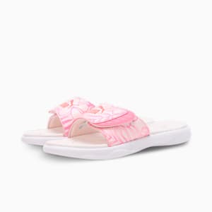 Royalcat Comfort Softride Women's Floral Slides, PUMA White-Frosty Pink-Strawberry Burst, extralarge-IND