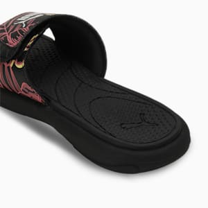 Royalcat Comfort Softride Women's Floral Slides, PUMA Black-Electric Blush-Alpine Snow, extralarge-IND