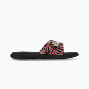 Royalcat Comfort Softride Women's Floral Slides, PUMA Black-Electric Blush-Alpine Snow, extralarge-IND