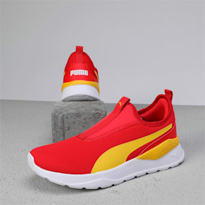 PUMA Anzarun Krick Slip-On Youth Shoes, PUMA Red-Pelé Yellow-PUMA White, extralarge-IND