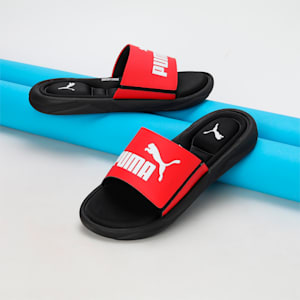 Royalcat Memory Foam Unisex Slides, Puma Black-High Risk Red-Puma White, extralarge-IND