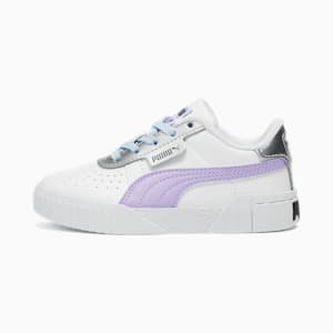 Tenis Cali Frozen Over para niños pequeños, PUMA White-Vivid Violet-Puma Silver, extralarge