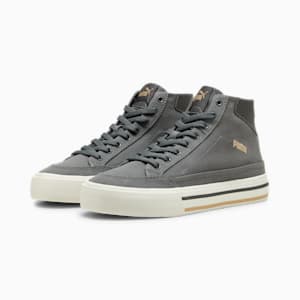 Court Classic Vulc Mid Unisex Sneakers, Mineral Gray-Prairie Tan-PUMA White, extralarge