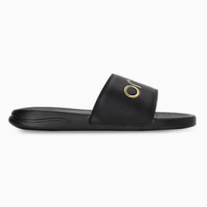PUMA Popcat 20 x One8 Unisex Slides, Puma Black-Puma Team Gold