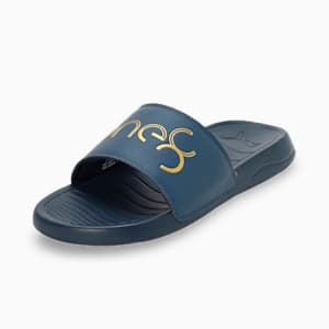 PUMA Popcat 20 x One8 Unisex Slides, Dark Denim-Puma Team Gold