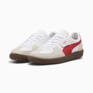 Sneakers en cuir Palermo, PUMA White-Vapor Gray-Club Red, extralarge