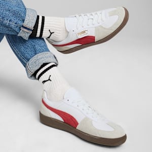 Palermo Leather Men's Sneakers, PUMA White-Vapor Gray-Club Red, extralarge