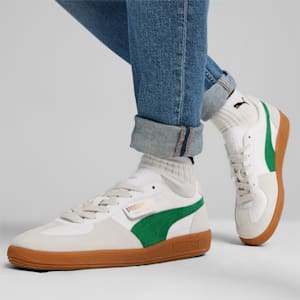 Sneakers en cuir Palermo, PUMA White-Vapor Gray-Archive Green, extralarge