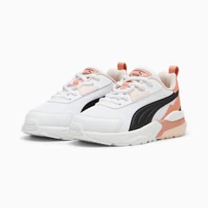 Vis2k Little Kids' Sneakers, PUMA White-PUMA Black-Deeva Peach, extralarge