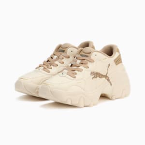 Pulsar Wedge Monogram Women's Sneakers, Pristine-Prairie Tan, extralarge