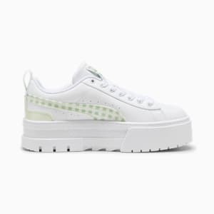 Mayze Gingham Cozy Big Kids' Sneakers, PUMA White-Green Illusion, extralarge