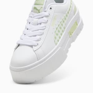 Mayze Gingham Cozy Big Kids' Sneakers, PUMA White-Green Illusion, extralarge