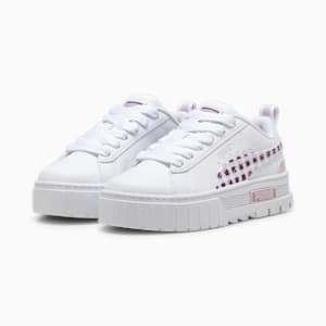 Mayze Gingham Cozy Little Kids' Sneakers, PUMA White-Grape Mist, extralarge