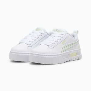 Mayze Gingham Cozy Little Kids' Sneakers, PUMA White-Green Illusion, extralarge