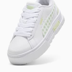 Mayze Gingham Cozy Little Kids' Sneakers, PUMA White-Green Illusion, extralarge