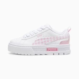 Mayze Gingham Cozy Little Kids' Sneakers, PUMA White-Pink Lilac, extralarge