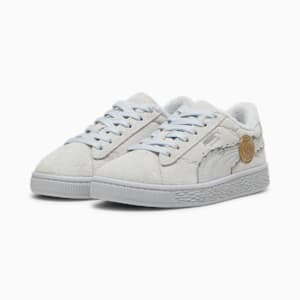 PUMA x ONE PIECE Suede Straw Hat Luffy Little Kids' Sneakers, Feather Gray-Platinum Gray, extralarge