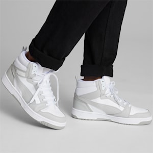 Rebound V6 Wide Men's Sneakers, PUMA White-Ash Gray, extralarge