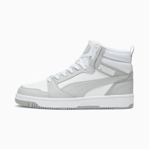 Rebound V6 Wide Men's Sneakers, PUMA White-Ash Gray, extralarge