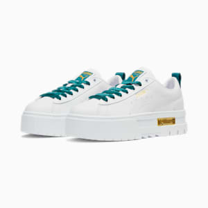 Mayze Heritage Velvet Women's Sneakers, Cheap Jmksport Jordan Outlet White-Malachite-Puma Team Gold, extralarge