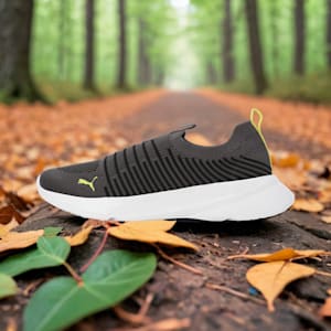 Kardio Men's Slip-On Shoes, PUMA Black-Dark Coal-Lime Sheen, extralarge-IND