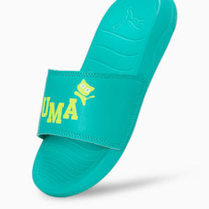 Popcat 20 V2 Youth Slides, Sparkling Green-Lime Sheen-PUMA White, extralarge-IND