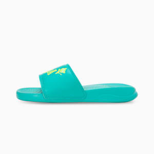 Popcat 20 V2 Youth Slides, Sparkling Green-Lime Sheen-PUMA White, extralarge-IND